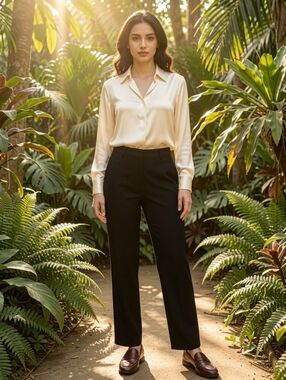 Amanda + Chelsea Black Contemporary Fit Narrow Leg Trousers Size 0